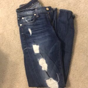 7 for All Mankind distresses skinny jeans